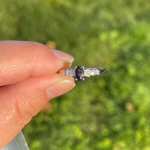 Lavender spinel and diamond ring